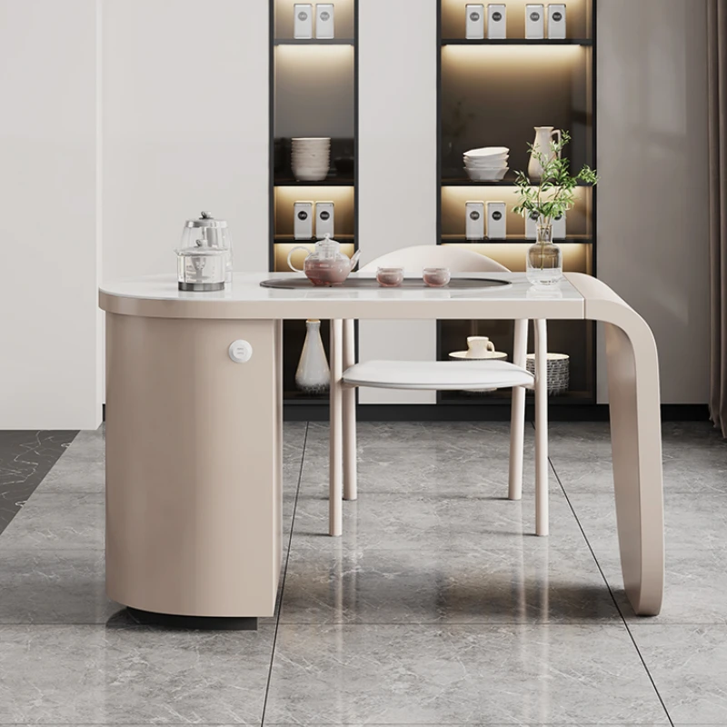 

Balcony Table-Chair Set Paint Design Modern Household Minimalist Drinking Tea and Boiling Water Integrated Stone Plate Tea Table