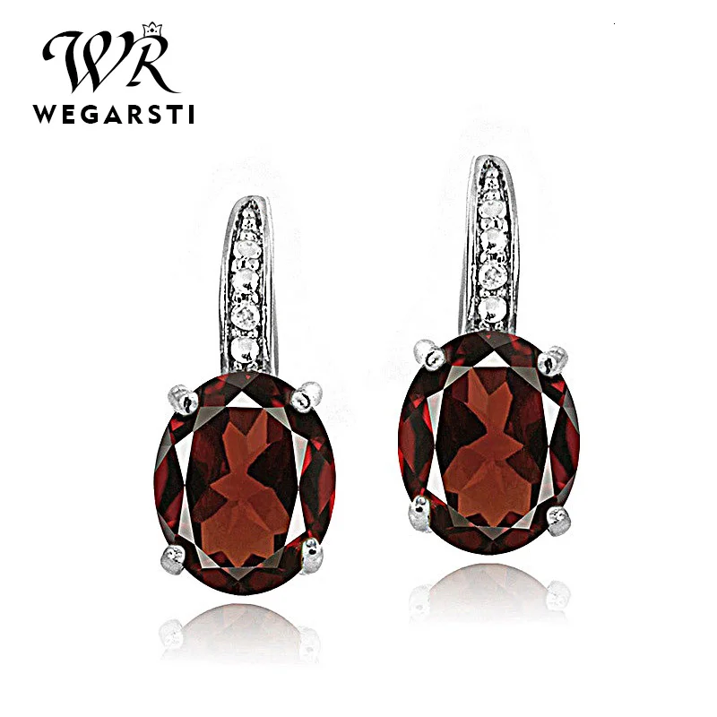 WEGARASTI Silver New Jewelry Earrings Trendy Round Topaz Earring For Women Party Valentines Fashion Silver Earring Gifts
