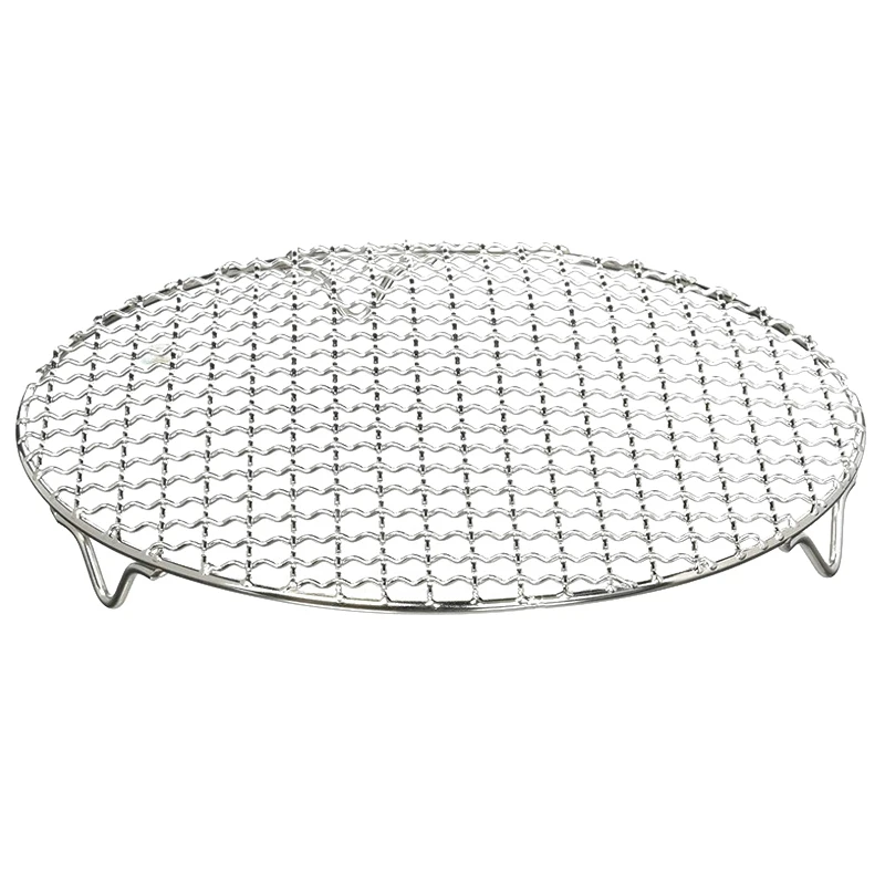 

304 Stainless Multipurpose Steel Round Grill Net With Foot Barbecue Rack Steam Baking Rack Camping Outdoor BBQ Meshes