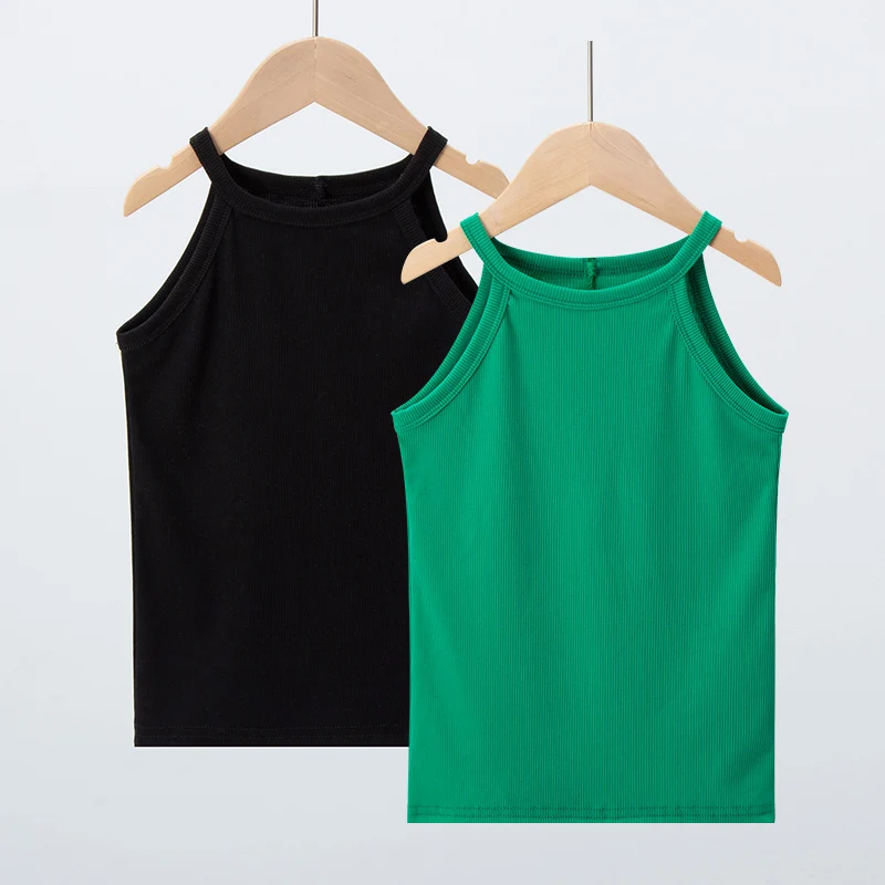 1/6 Piece Children's Four Seasons Camisole Girl Solid Color Fashion Sleeveless T-shirt Multi-color Matching Combination Top