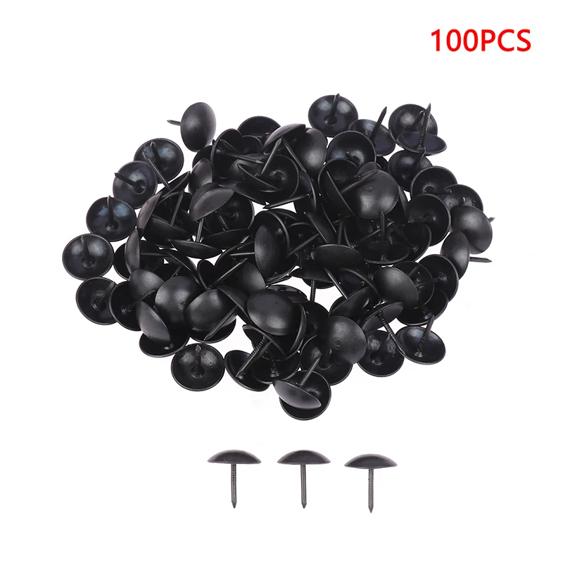 

100PCS Black Round Head Metal Pushpins Upholstery Nails Vintage Tacks Stud Decor