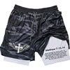 2024Men Performance Shorts Bible Printed GYM Casual Sports Compression Shorts Workout Running Mesh 2 In 1 Sport Short Pants 6