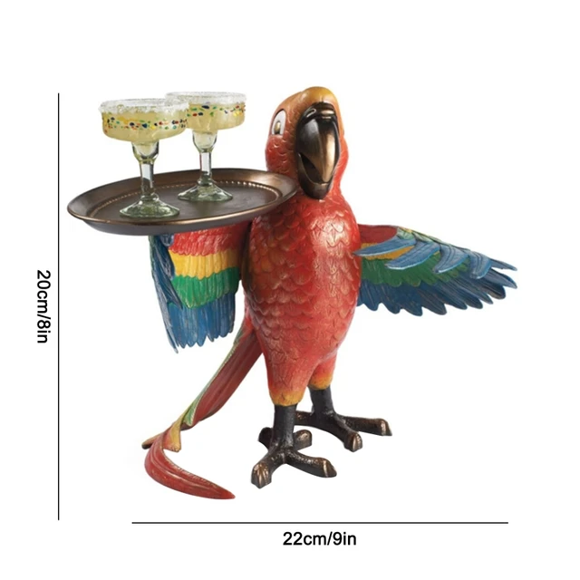 Parrot Waiter Fruit Wine Tray Table Decoration Resin Statue Parrot Waiter Figurine Decorative Tray Coin Bank 6