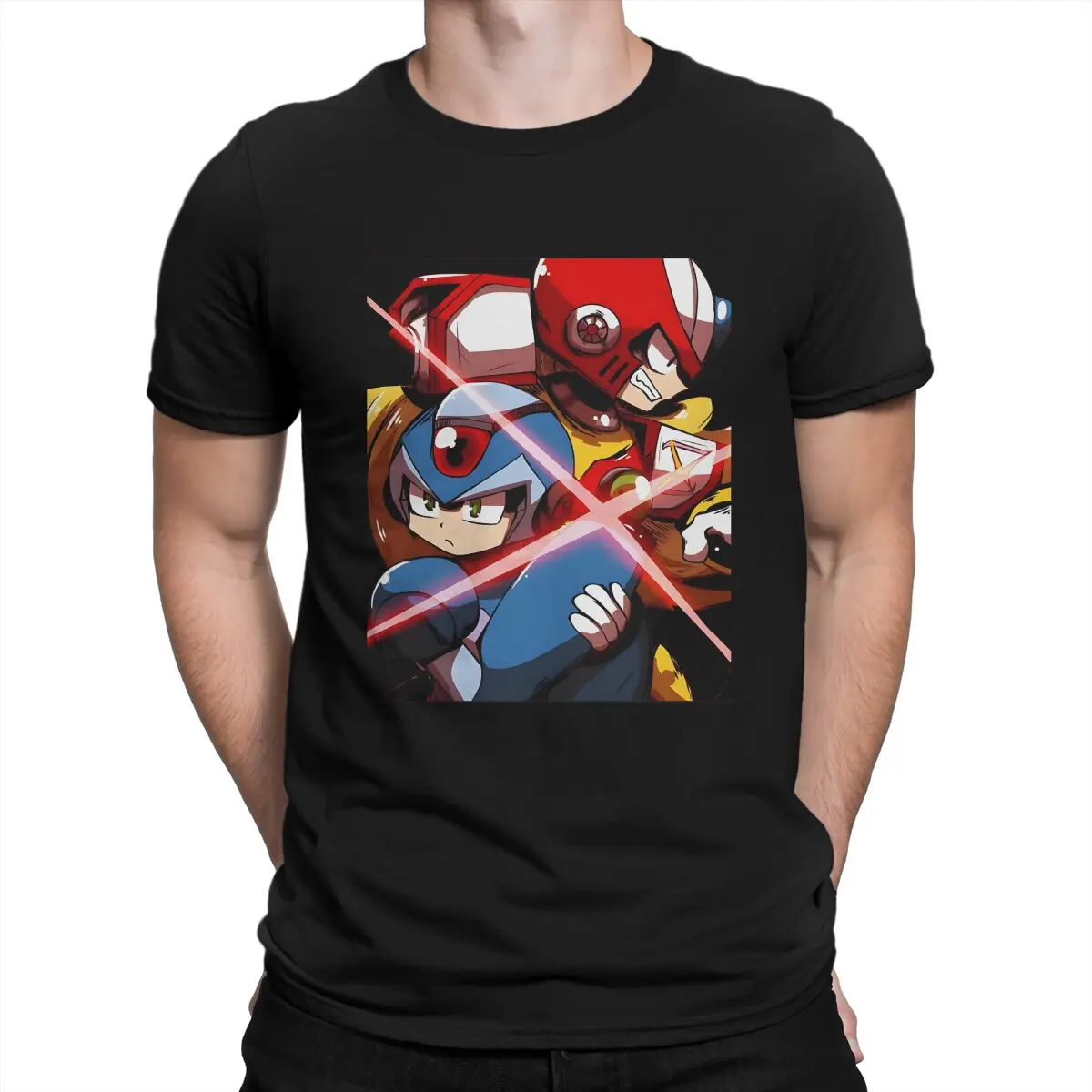 

Men Interesting Game T Shirt Mega Man 100% Cotton Tops Funny Short Sleeve Crew Neck Tee Shirt Graphic Printed T-Shirts