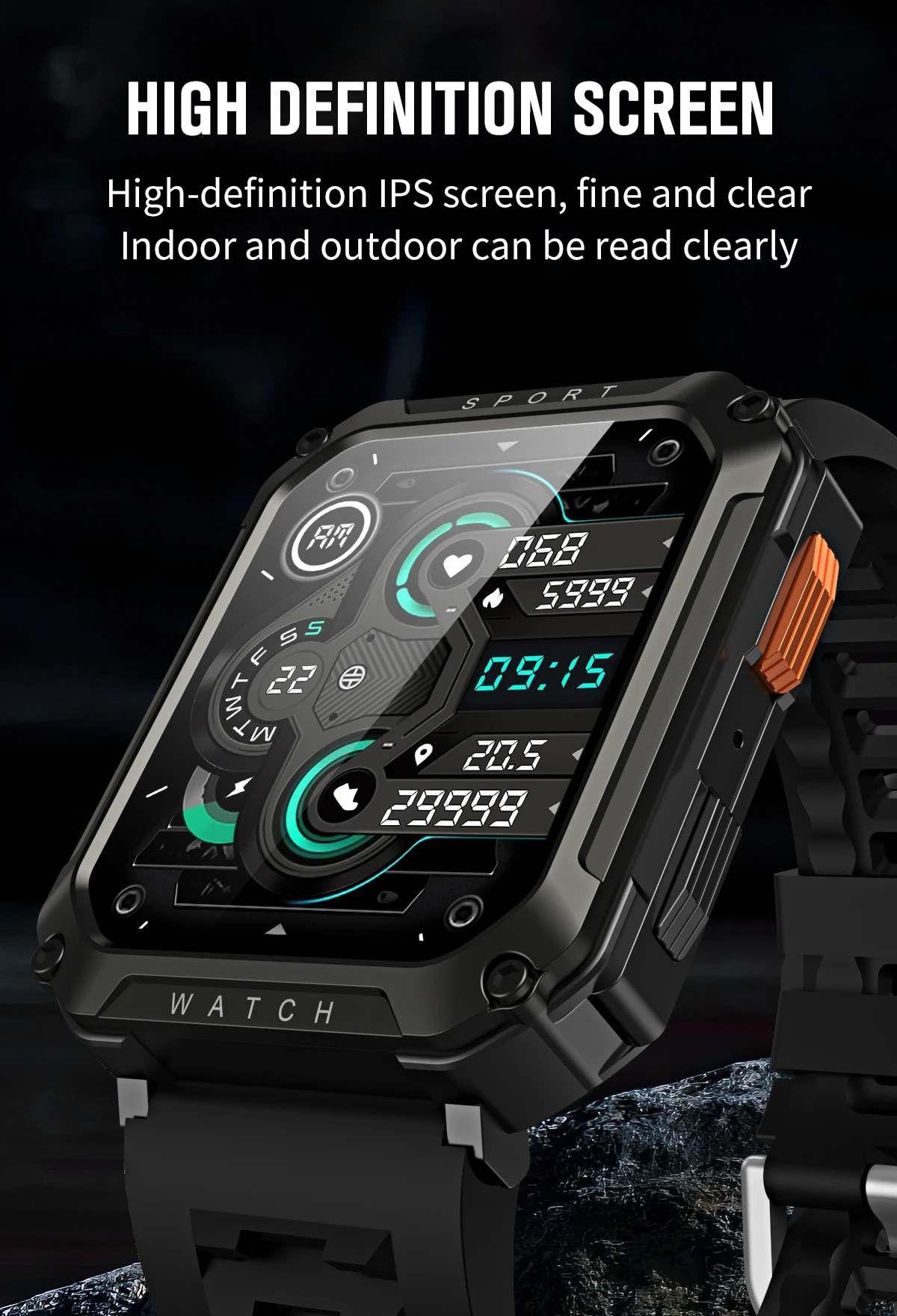 Nouvelle montre intelligente pour hommes 2,01 pouces étanche avec appel Bluetooth montre intelligente de sport pour Android