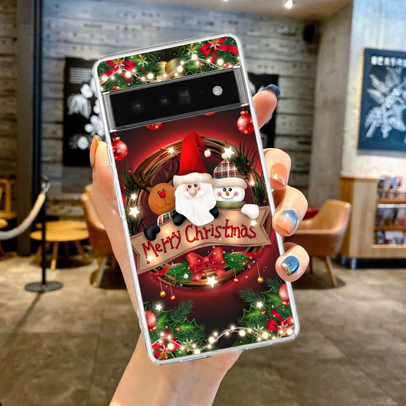 Frohe Weihnachten Handy hülle Abdeckung für Google Pixel 8 7 6 5 4 4xl stoß festes Silikon 7a 6a 5a 4a 3a 3axlpro 5g transparente Hülle – Detail 3