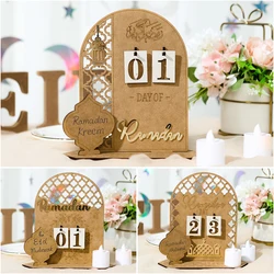Ramadan Countdown Calendar Eid Mubarak Wooden Ornament 2024 Ramadan Decoration for Home Islam Muslim Party Decor Ramadan Kareem