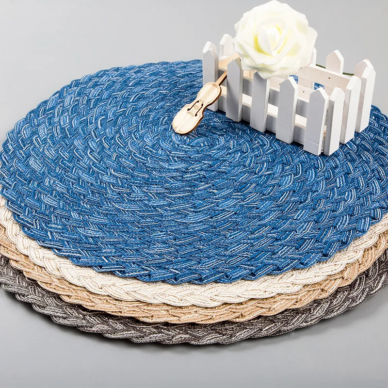 

Round Ramie Cotton Placemat 1 Pc Handmade Woven Insulated Coaster Multifunction Nordic Style Home Table Coaster Kitchen Supplies