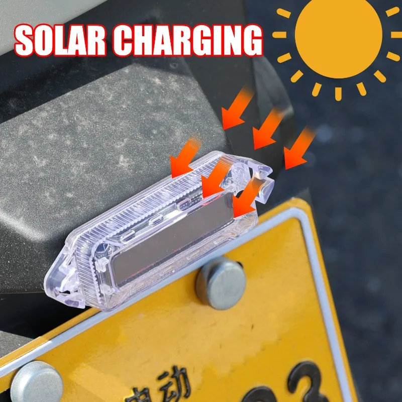 Solar Power LED Safety Warning Strobe Light Motorcycle Car Bumper Tail Decorative Light Night Anti-collision Signal Lamp