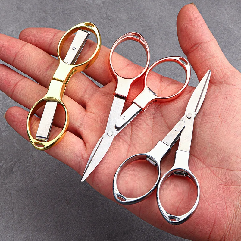 Simple Portable Folding Scissors Solid Color Glasses Shape Paper Cutters Students Handmade DIY Tools School Office Supplies 1pcs - Image 3