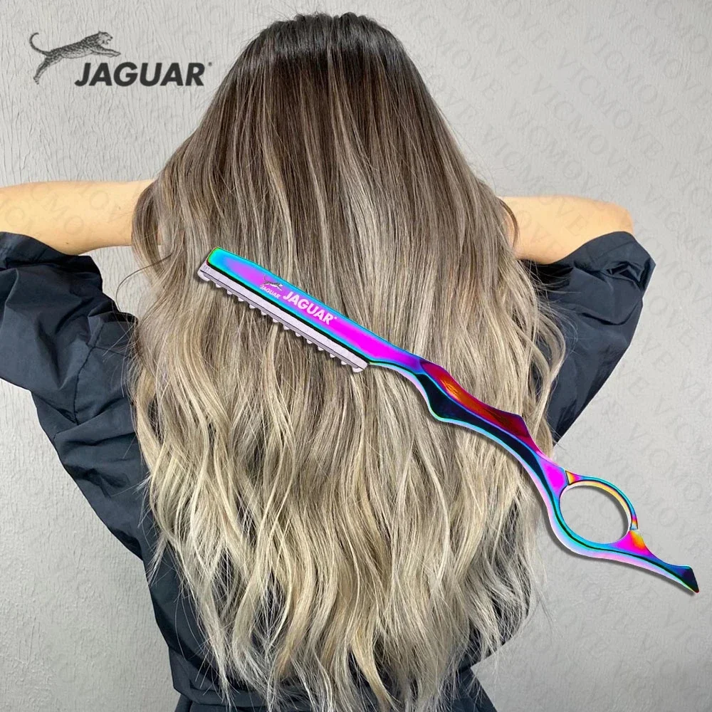 Professional Hair Styling Thinning Texturizing Cutting Feather Razor + 10 Replacement Blades Stainless Steel Rainbow Color