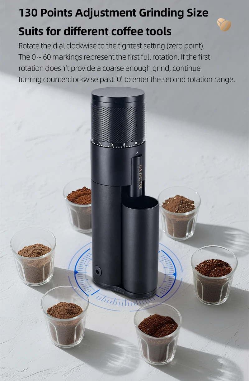 Description Picture 6 of itemHAVMORE New Arrival Smart Option Electrical Coffee Bean Grinder 48mm Integrated CNC Outer Burr for Espresso Coffee Maker