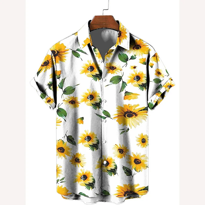 

New Sunflower 3d Print Shirt For Men Fashion Short Sleeve Button Lapel Hawaiian Shirts Hot Sale Summer Casual Tops Aloha Shirt