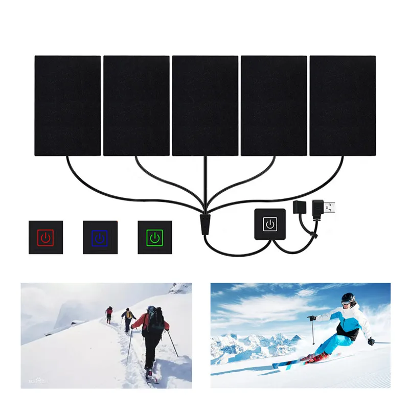 USB Clothes Heater Pad 3 Gear Adjustable Temperature Electric Heating Sheet Heating Warmer Pad For Vest Jacket