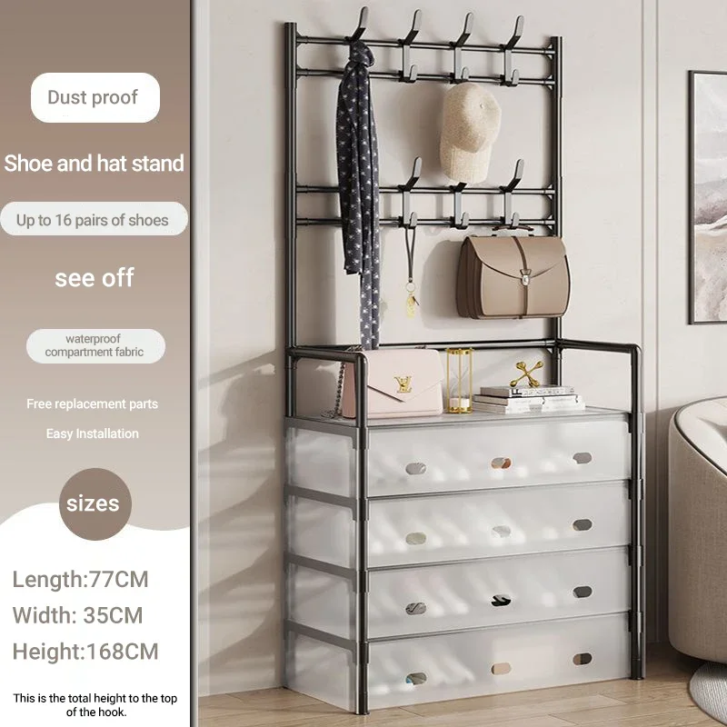 DIVEDEER 4-5 Tier Home Wardrobe Rack Bedroom Wardrobe Rack DIY Dustproof Storage Cabinet Shoe Rack Hanging Bag Storage Cabinet