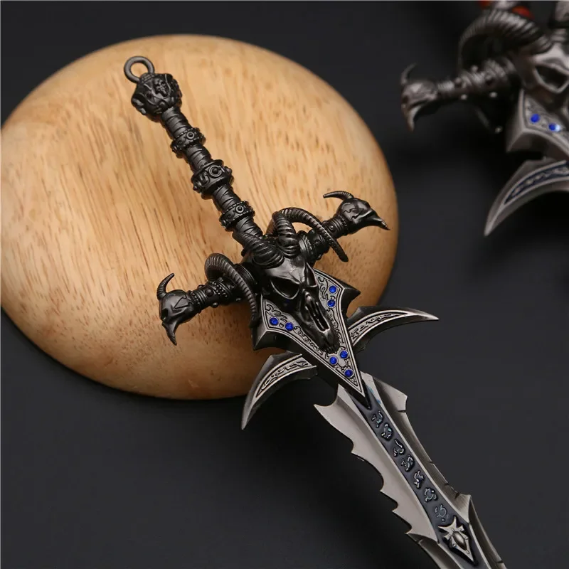 World of Warcraft Weapon Model Lich King Frostmourne Alloy Anime Sword katana real steel Game Keychain Toys for Boys Katana Gift