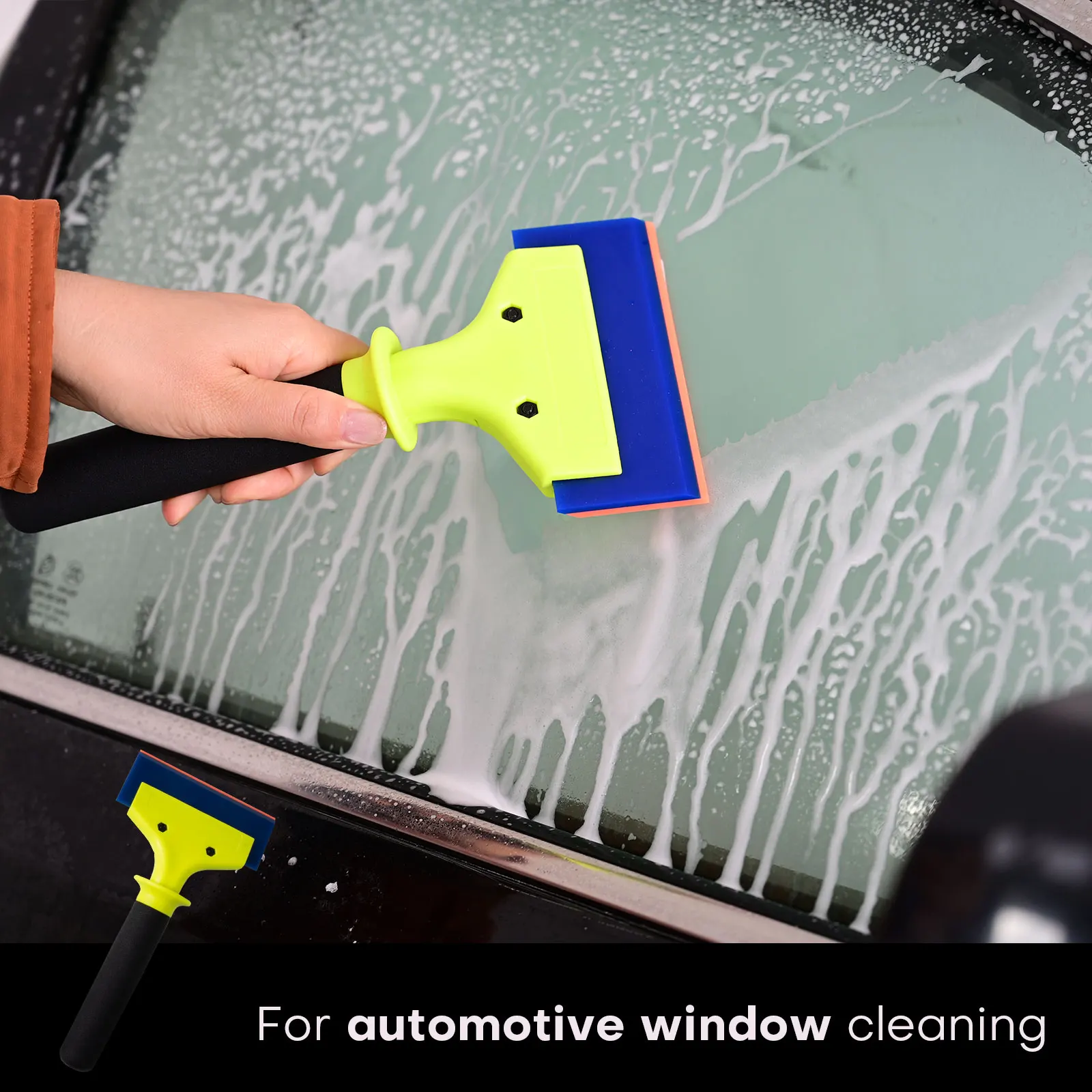FOSHIO Nylongriff, sauberer Rakel für Auto-Windschutzscheibe, Wasserentfernung, Zuhause, Küche, Glasfenster, Tönung, weiche Gummiklinge, Eiskratzer – Detail 9