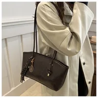 Trend PU Leather Work Shoulder Bag Large Capacity Simple Female Crossbody Bag Solid Color Commuting Bag Women Female