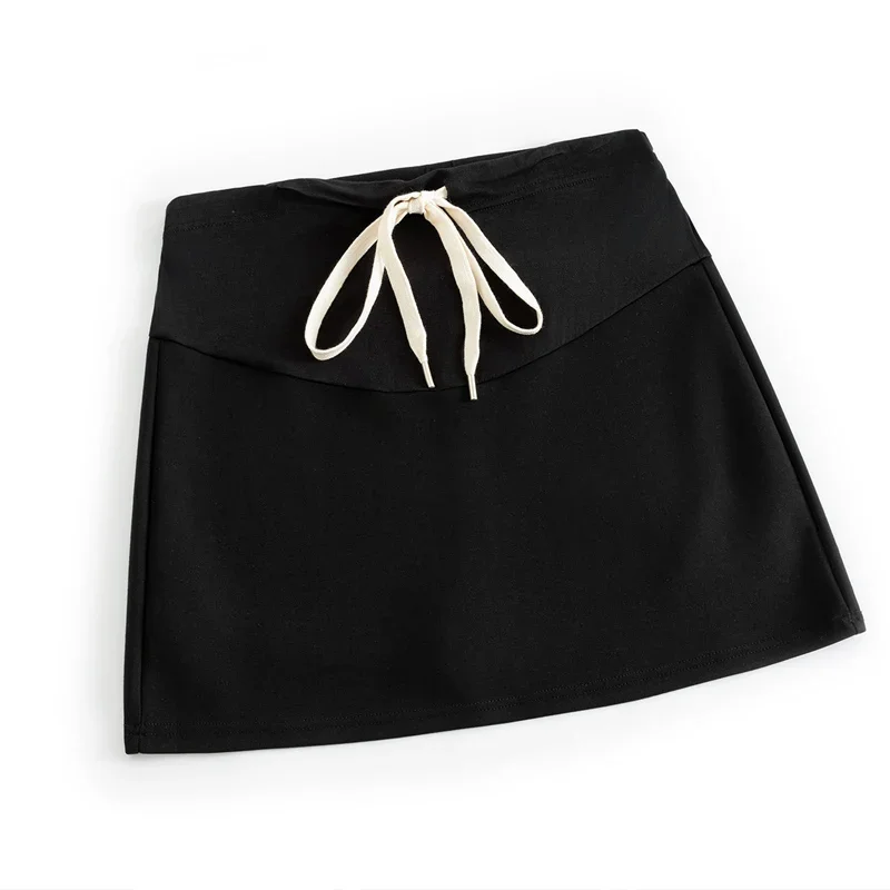 Summer Fashion Maternity A-line Skirt Drawstring Waist High Waist Pregnant Woman Pencil Skirts with Shorts Liner Pregnancy Skort
