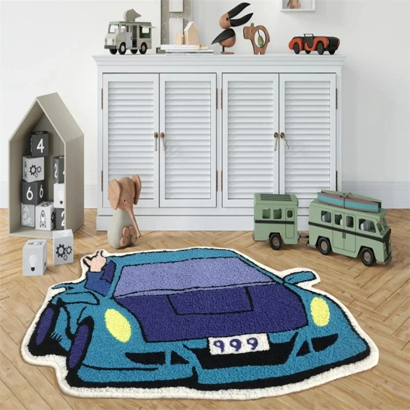 

Sports Racing Car Shape Rug Soft Tufted An-slip Floormat Sofa Feet Mat Boy Living Room Bedroom Decor Carpet Absorbent BathMat
