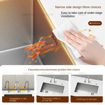 การออกแบบที่หรูหราสําหรับบ้านอ่างล้างจานสแตนเลสสีเงินขนาด 5 มม. พร้อมก๊อกน้ําแบบดึงลงสแตนเลสอ่างล้างจานสําหรับงานหนัก 2