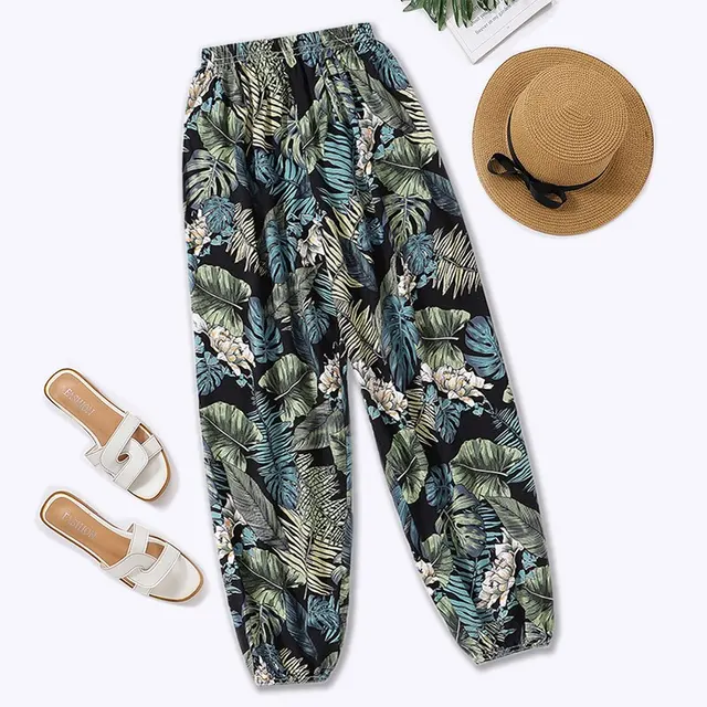 Femmes décontracté ample confortable pantalon élastique pantalon pieds sarouel pantalons de survêtement pantalon été plage pantalon ceinture élastique 1