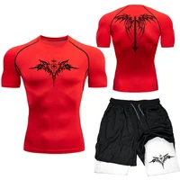 New MMA Boxing Compression Set Sportwear for Men Quick Dry Gym Shorts T Shirt Running Workout Tight Sport Rashguard 2PCS Suit - Image 2