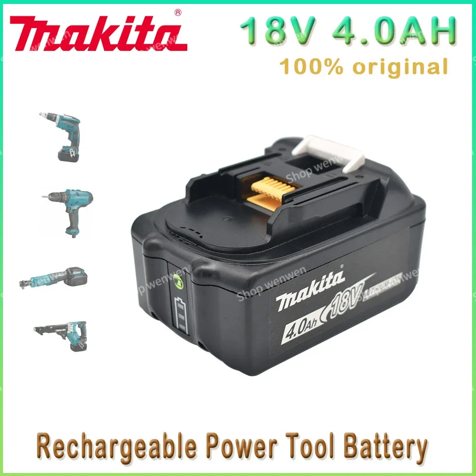 

100% Makita Original 18V 4.0Ah Rechargeable Power Tool Battery with LED Lithium Ion Replacement LXT400 BL1860B BL1860 BL1850