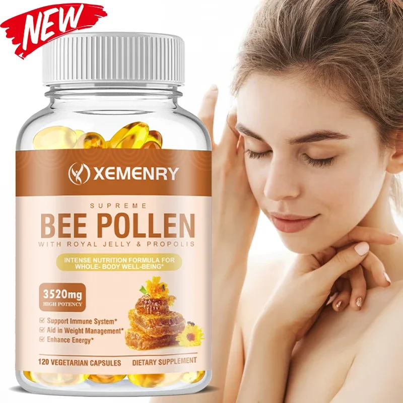 

Bee Pollen Capsules 3520 Mg - Supports The Immune System, Aids in Weight Management, and Increases Energy
