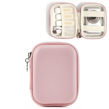 Borsa da Viaggio Rosa per Fotocamera CAMKORY | Portaoggetti compatto con tasca in rete per accessori e schede SD