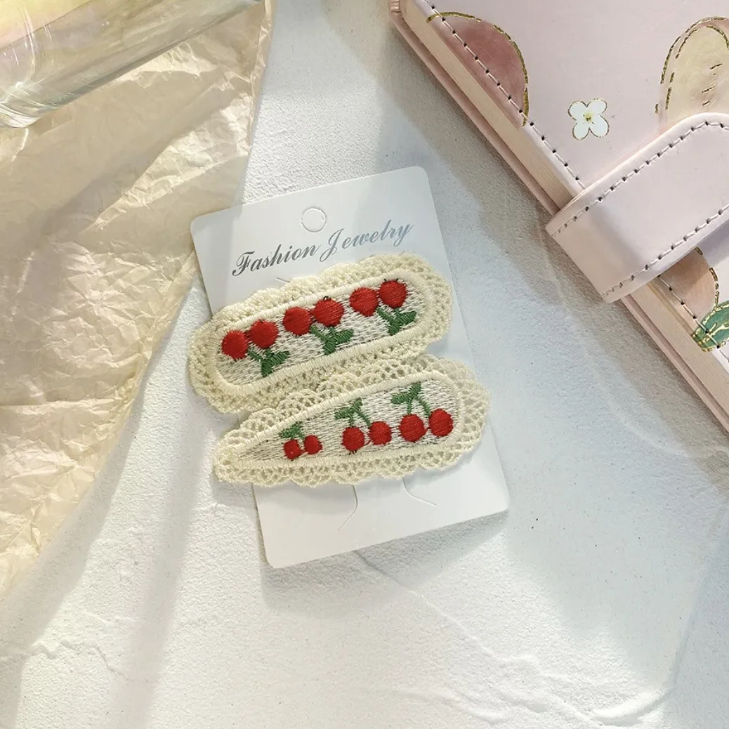 Sweeembroidery Hair Accessories Girl Heart Lace Side Clip Cute Children's Hair Accessories Pastoral Fruit Hairpin