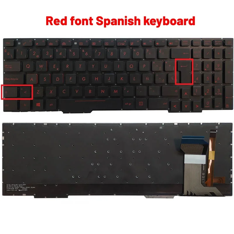 Russo Eua Reino Unido Teclado Espanhol para Notebook para Asus Gl553 Gl553v Gl553vw Zx553vd Zx53v Fx73 Fx553vd Fx53vd Fx753vd Fz53v Backlight - Imagem 3