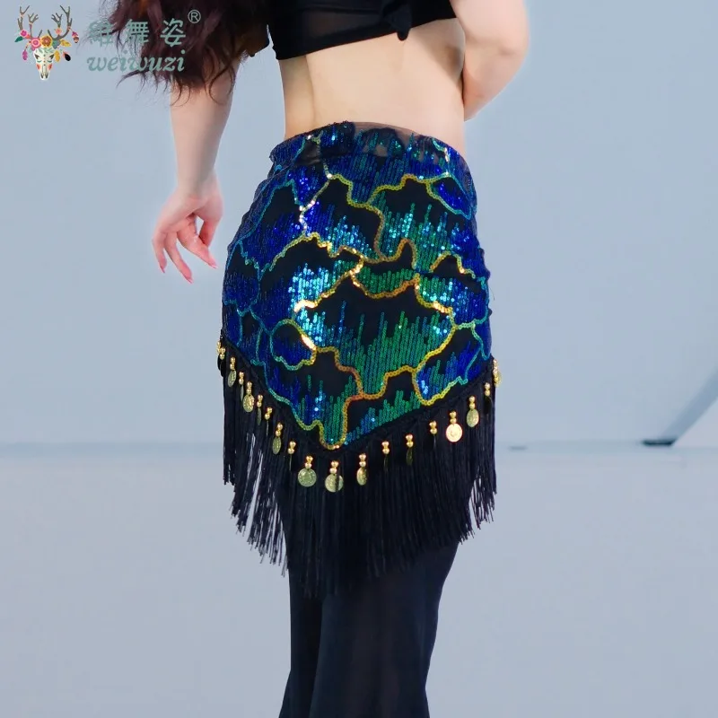 أنيقة أداء الرقص الشرقي الترتر شرابة الخصر وشاح الورك مثلث وشاح الإناث الرقص الشرقي ممارسة التفاف تنورة الملابس