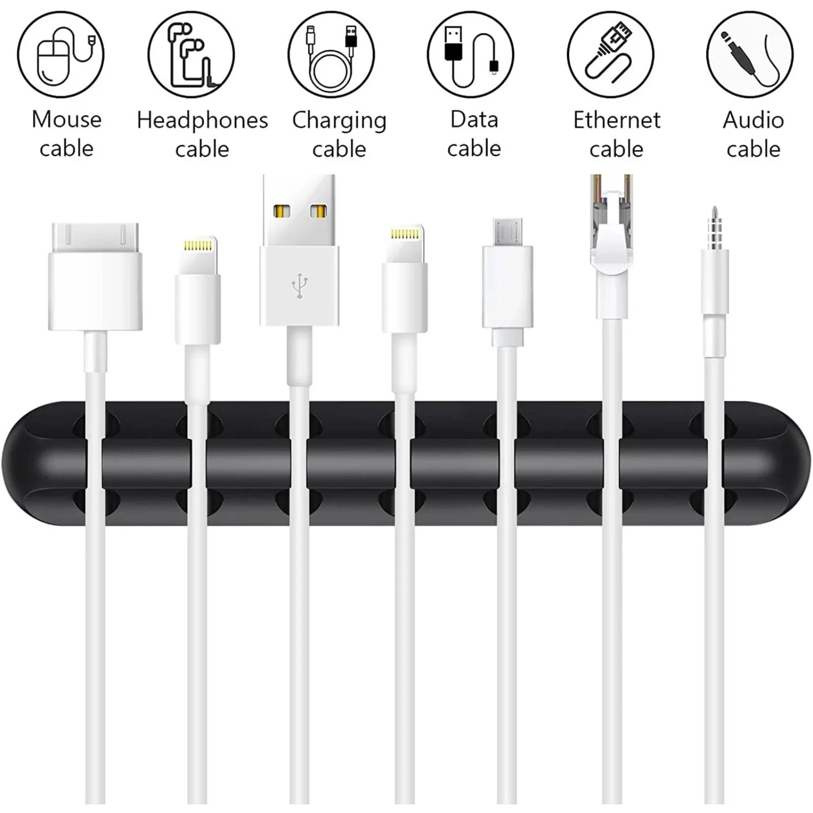 검정색 케이블 클립, 코드 정리기, 케이블 관리, 케이블 정리기, USB 케이블 홀더, 와이어 정리기, 코드 클립