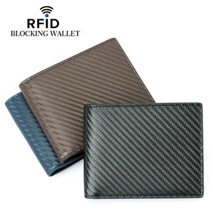 Men's small wallet RFID simple short zipper luxury coin purse with multiple card slots card holder money clip business