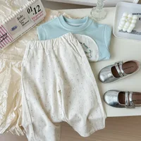 Spring Autumn Korean Kids Girls Trousers Cotton Colourful Dot Pocket Loose Toddler Girls Pants Children Girl Wide Leg Pants 2