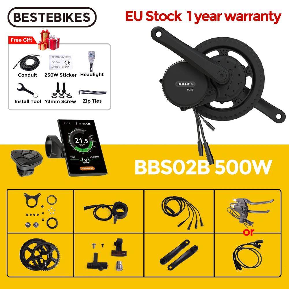 Bafang Motor 36V 500W BBS02B 8fun BBS BBS02 Mid Drive Motor Bicycle Electric eBike Conversion Kit Central Engine MM340.500