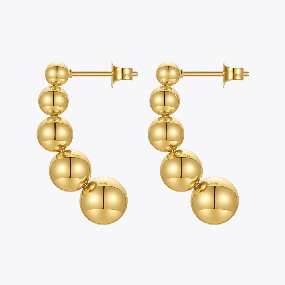 ENFASHION Piercing 5 Balls Earrings For Women Gold Color Drop Earring Stainless Steel Fashion Kewelry Christmas Kolczyki E211331