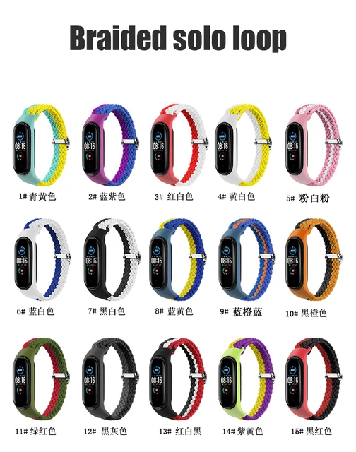 Braided solo loop Strap for Mi band 6 bracelet Elastic adjustable Nylon  Miband4 miband correa Wristband xiaomi Mi band 4 3 5 6 7 - AliExpress