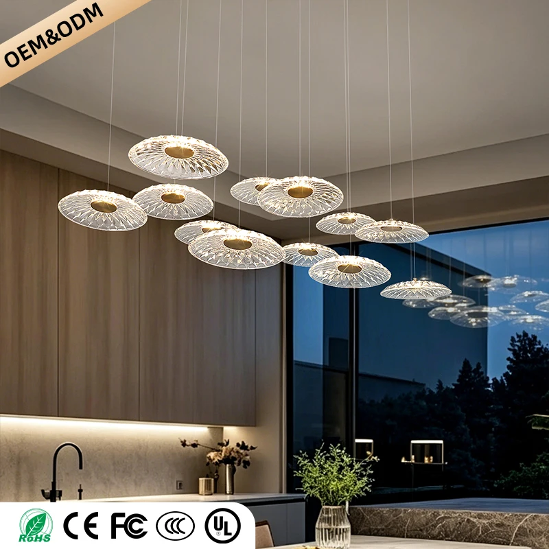 Dining room pendant light Modern villa dining room Kitchen pendant light designer glass Multi-head Hanging Lamp pendant light 2