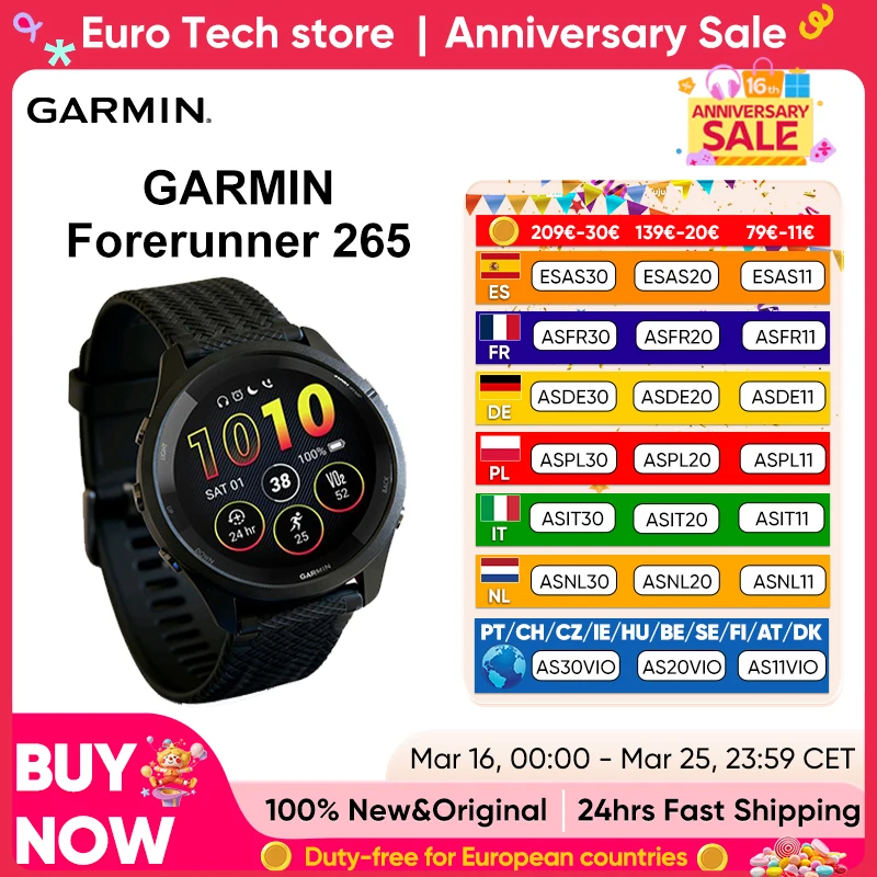 Smartwatch Garmin Forerunner 265 z EU za $261.63 / ~999zł