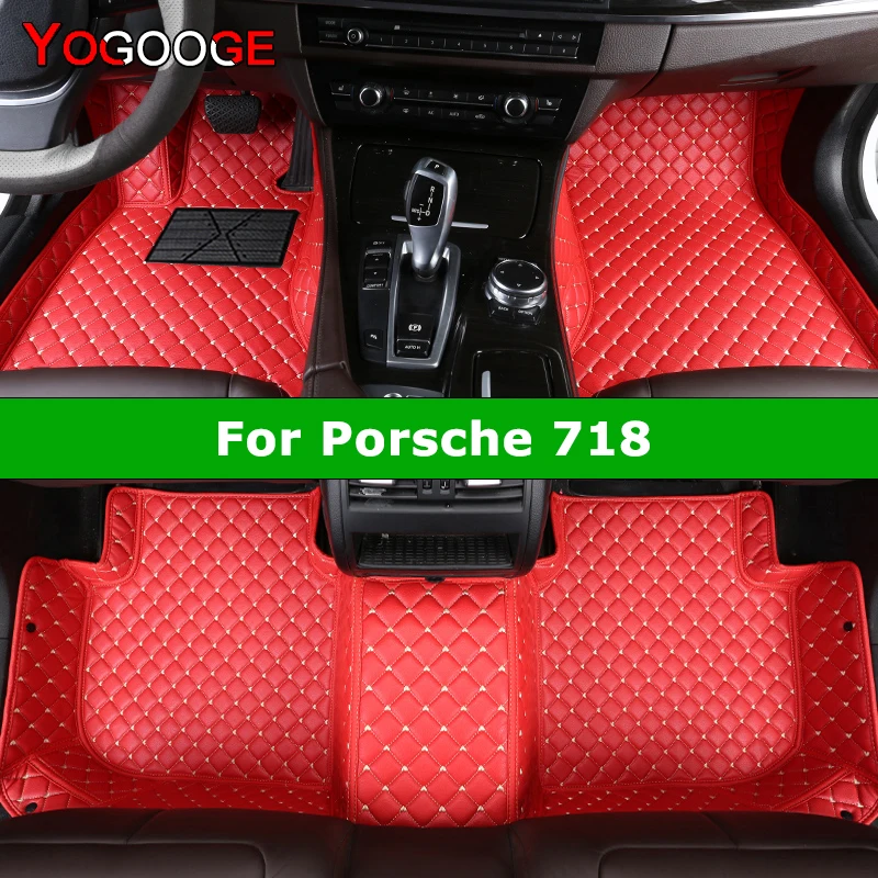 

YOGOOGE Custom Car Floor Mats For Porsche 718 982 Auto Carpets Foot Coche Accessorie