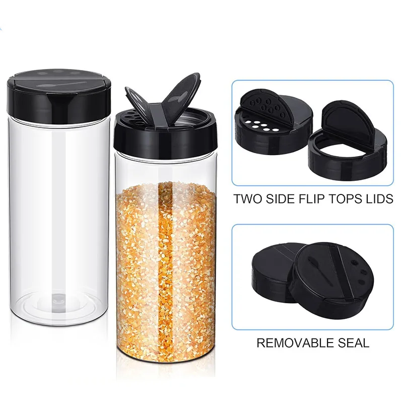 32 Barattoli Per Spezie In Plastica Trasparente Da 480 Ml Con Coperchio Shaker – Contenitori Quadrati Vuoti Per Conservare Sale, Pepe E Condimenti
