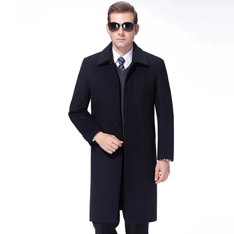 

Winter Cashmere Coats for Men Thick Lapel Long Coat Man Trenchcoat Loose 65% Wool Jackets Male Clothing Abrigo Hombre FCY4552