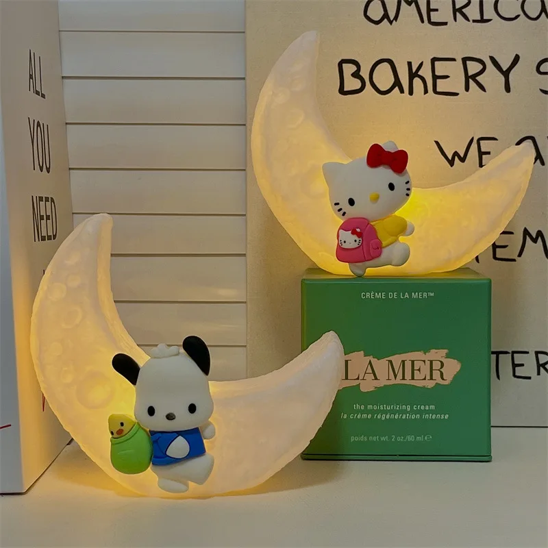 

Ночник Kawaii Sanrio Kuromi, милый мультяшный персонаж Hello Kitty, атмосфера, спальня, головной убор, общежитие, праздники, подарки для девочек