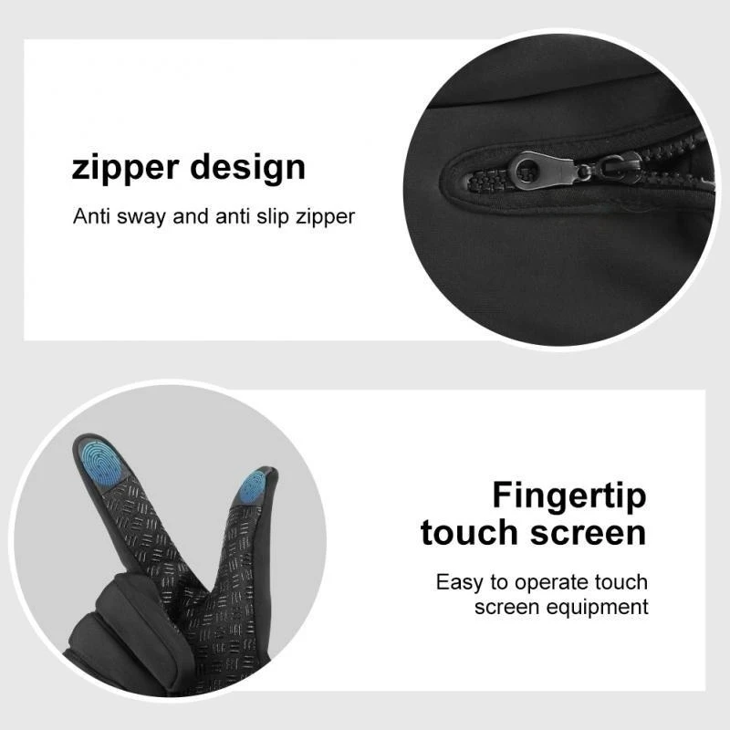 Winter handschuhe für männer wasserdicht wind dicht kalt handschuhe snowboard motorrad fahren warm touchscreen zipper handschuh – Detail 8