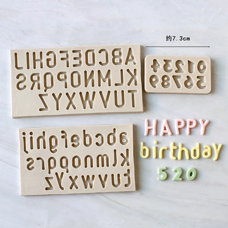 Mirosie Baking Cake Silicone Mold Uppercase and Lowercase Letters Texture Digital Fondant Chocolate Mold Cake Decorating Tools