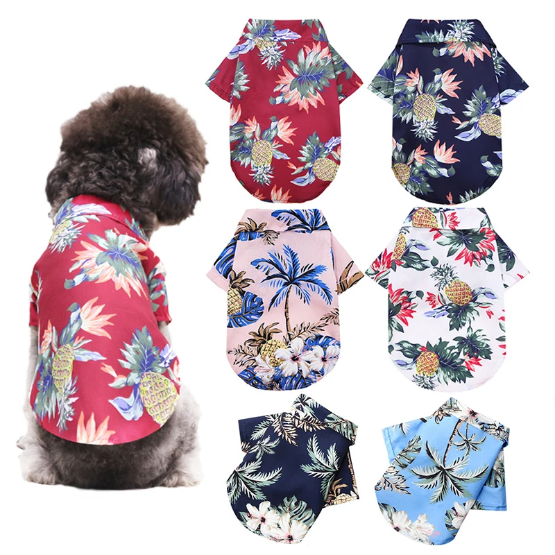 

Summer Dog Clothes Hawaiian Style Dog T-Shirts Thin Beach Shirts Puppy Small Large Dog Cat Vest Chihuahua Costume Pet Clothing