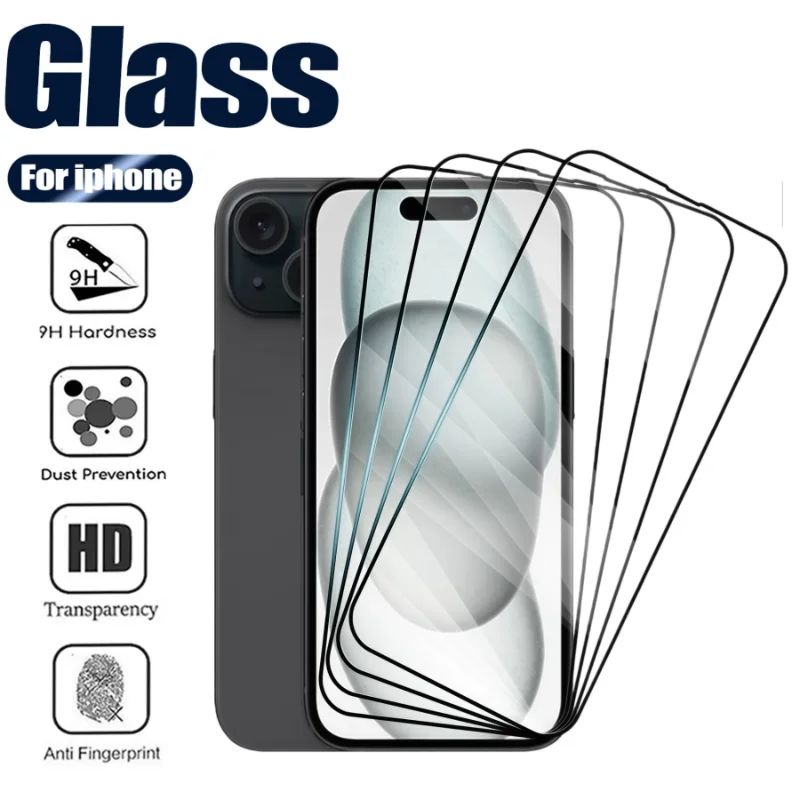 1-3 шт. загартованого скла для For iPhone 17 16 15 Pro Max 14 Plus 12 13 mini XS X XR 11 8 7, захисне скло, захисна плівка для екрану