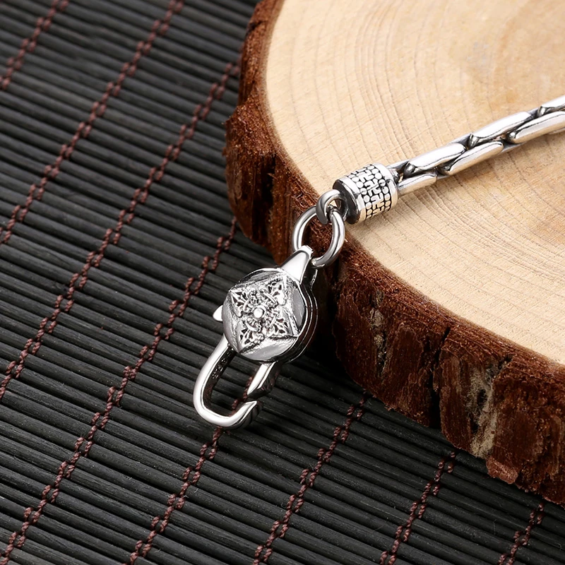 New Retro Vajra Buckle Snake Bone Men's Silver Bracelet Simple And Popular punk hiphop Fine Bracelet Jewelry Accessories gift